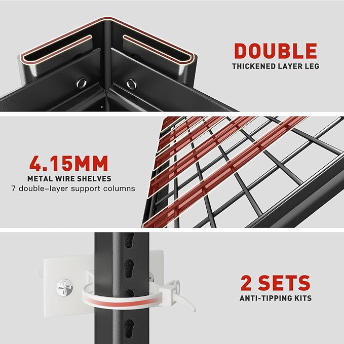 REIBII 84" H Garage Shelving, 6-Tier Storage Shelves Heavy Duty Loads 3500LBS - Image 7
