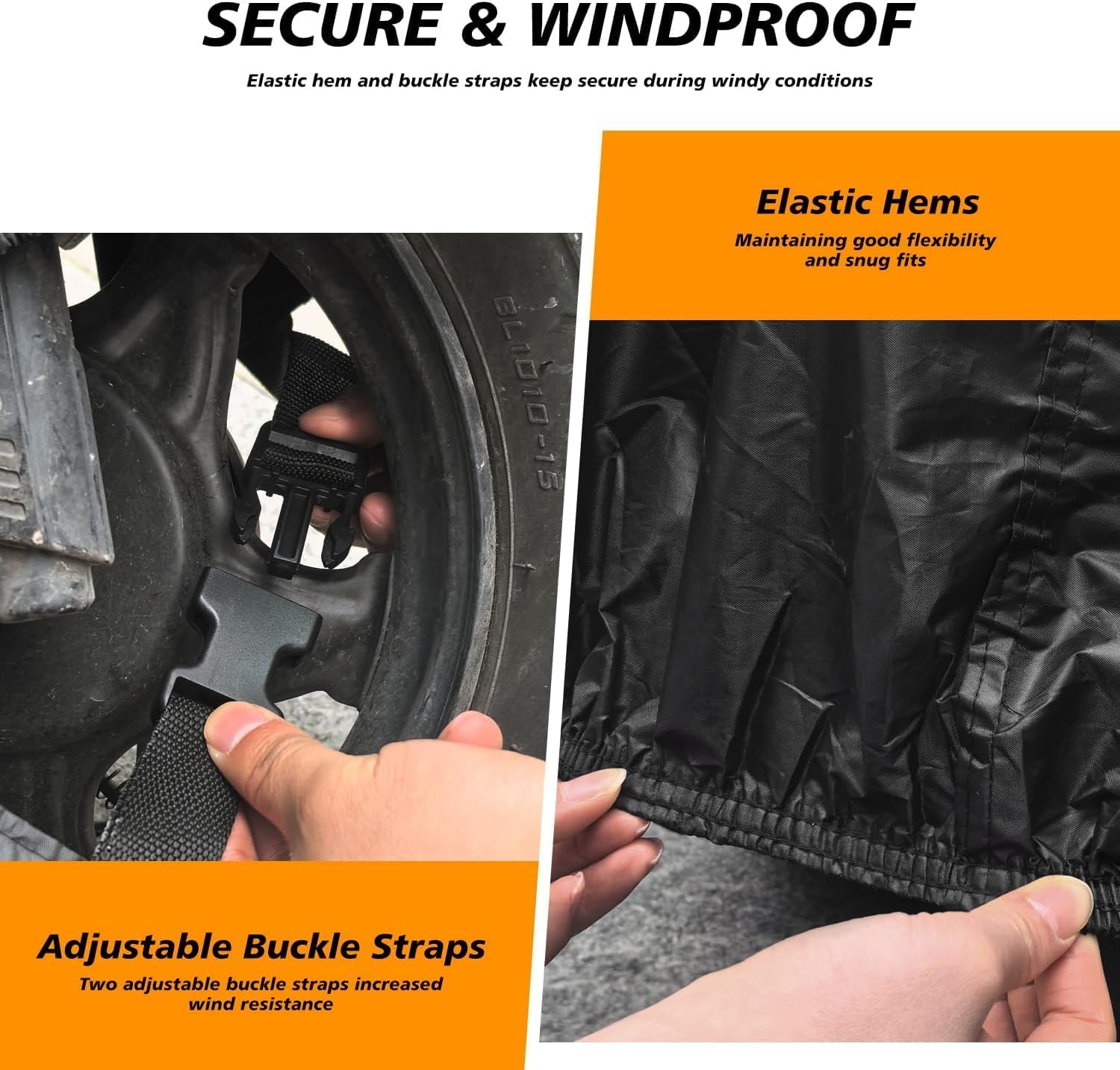 Motorcycle Cover Waterproof Outdoor,Scratch-Proof Cotton Fleece Lining | Weatherproof Moped Scooter and Dirt Bike Storage Cover,with Secure Buckles,Air Vents,Lock Holes,Storage Bag,104x41x50