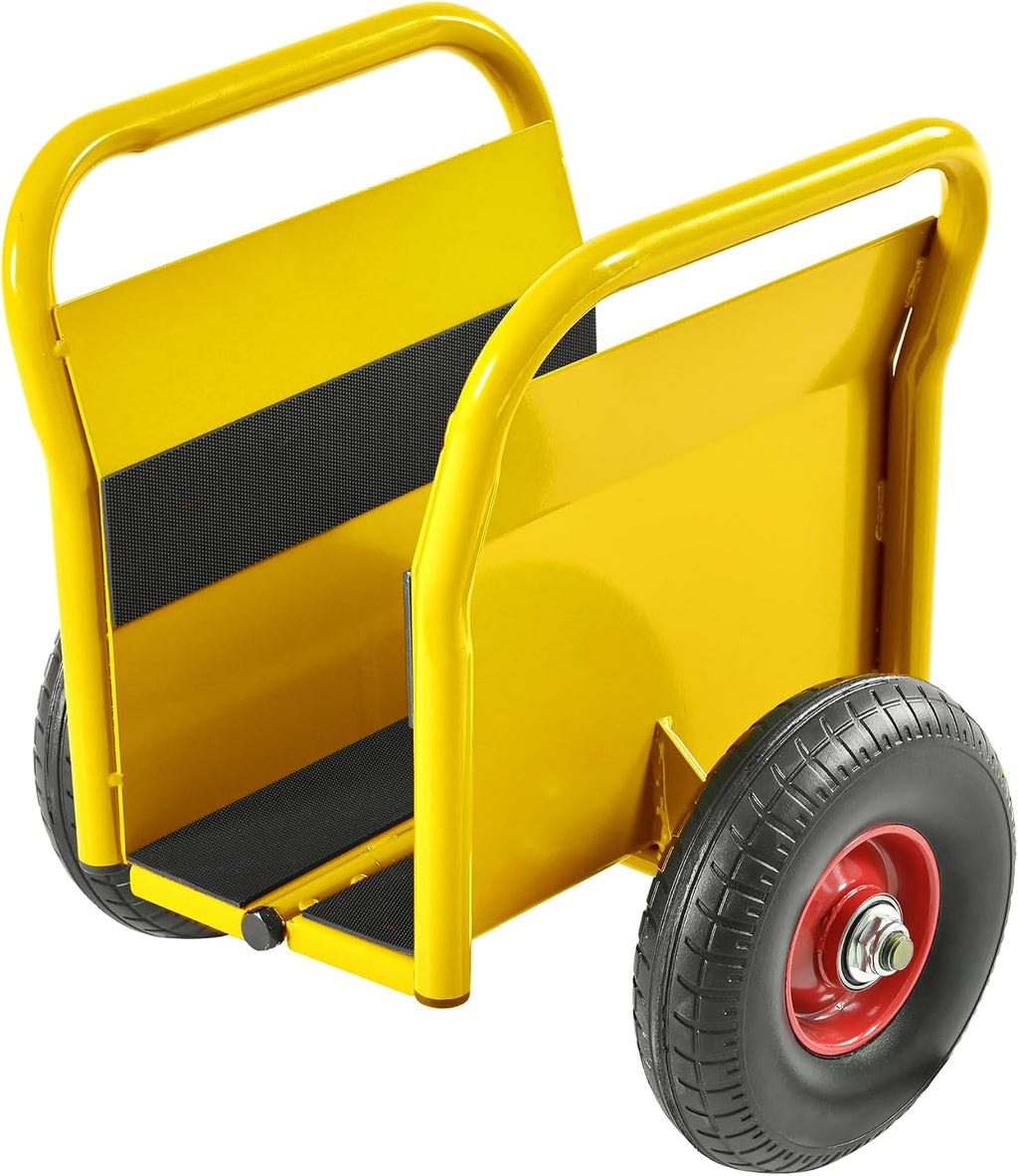 Heavy Duty Panel Dolly, Slab Dolly, Two Nice Handles, 10" Solid Rubber Tires, Super Weight 1000 LBS, All-Terrain Movement for Heavy Drywall Sheet & Door Material (Red) (Yellow)