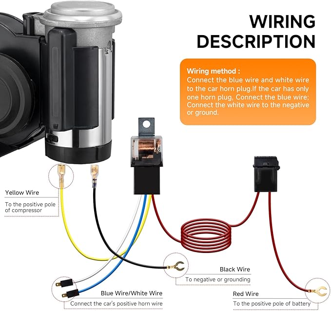 Air Horn for Truck, Super High Pitched Train Horn for Car, Waterproof Snail - Image 7