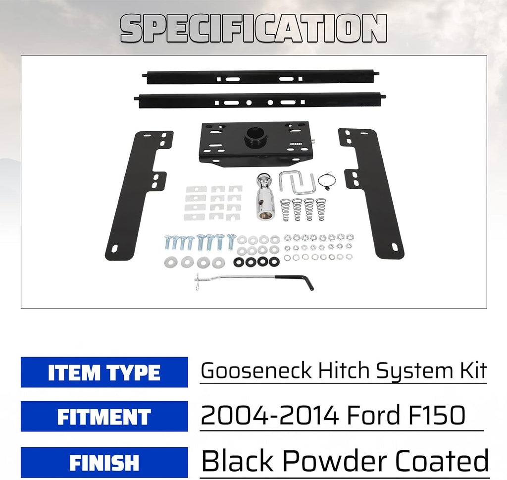 ECOTRIC Gooseneck Trailer Hitch System Compatible with 2004-2014 Ford F150 Under Bed Trailer Hitch System Complete Kit