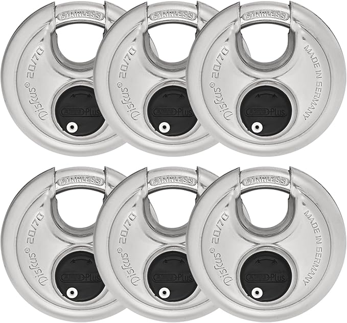 6 Pack ABUS Diskus 20/70 Heavy Duty Stainless Steel Disk Padlock by ABUS