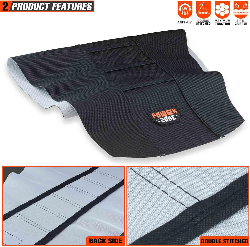 Motorcycle Universal Seat Cover Non-Slip Rubber Striped Gripper Soft Sewing for CRF WR WRF RMZ YZF SXF EXC EXC XC SX CR KLX Dirt Pit Bike Motocross Off Road (Black)