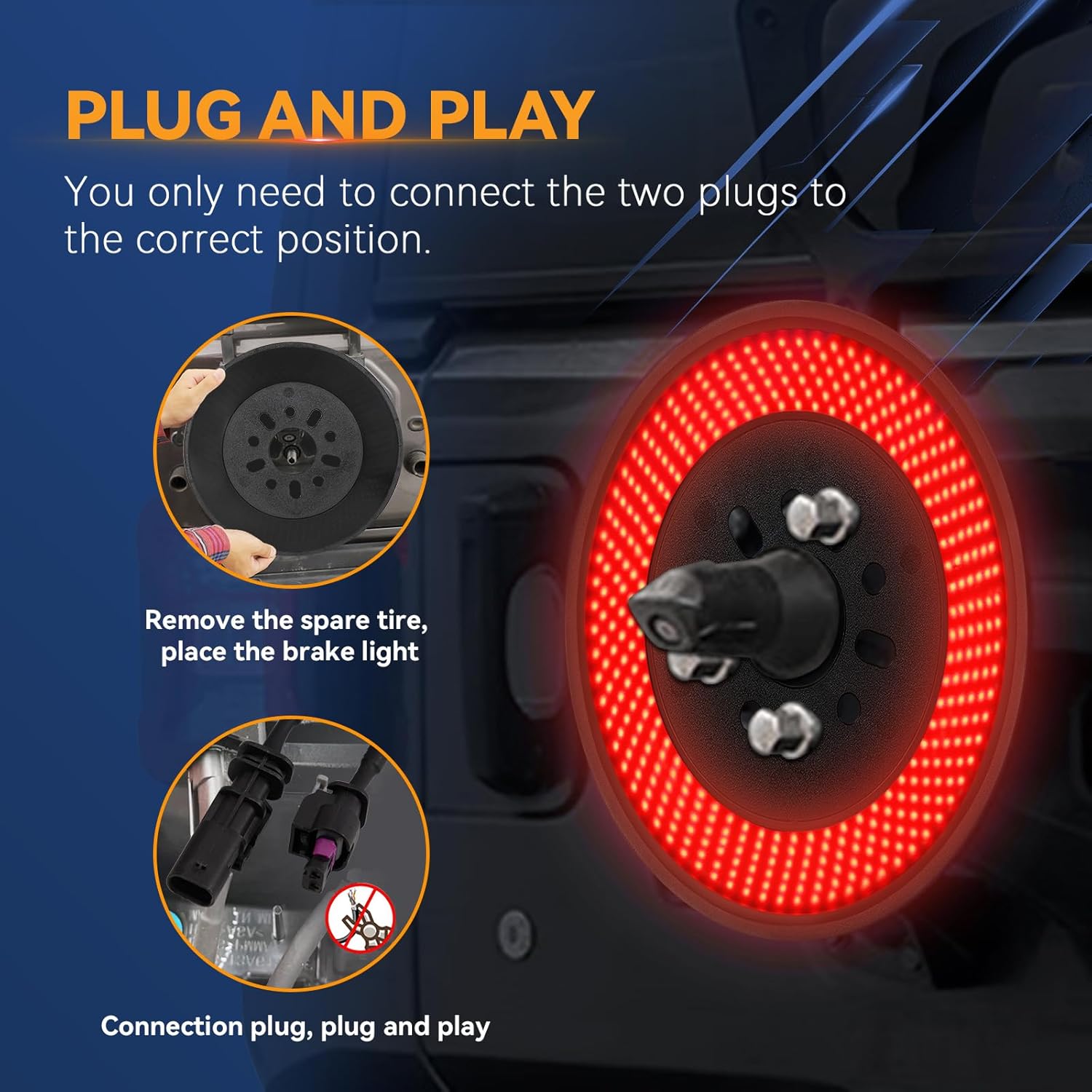 Spare Tire Brake Light for 2018-2026 Jeep Wrangler JL JLU, 405PCS LED Super Bright 3rd Third Brake Light, Plug-N-Play Wheel Lights, Rear Brake Tail Light for Jeep Wrangler JL JLU Accessories