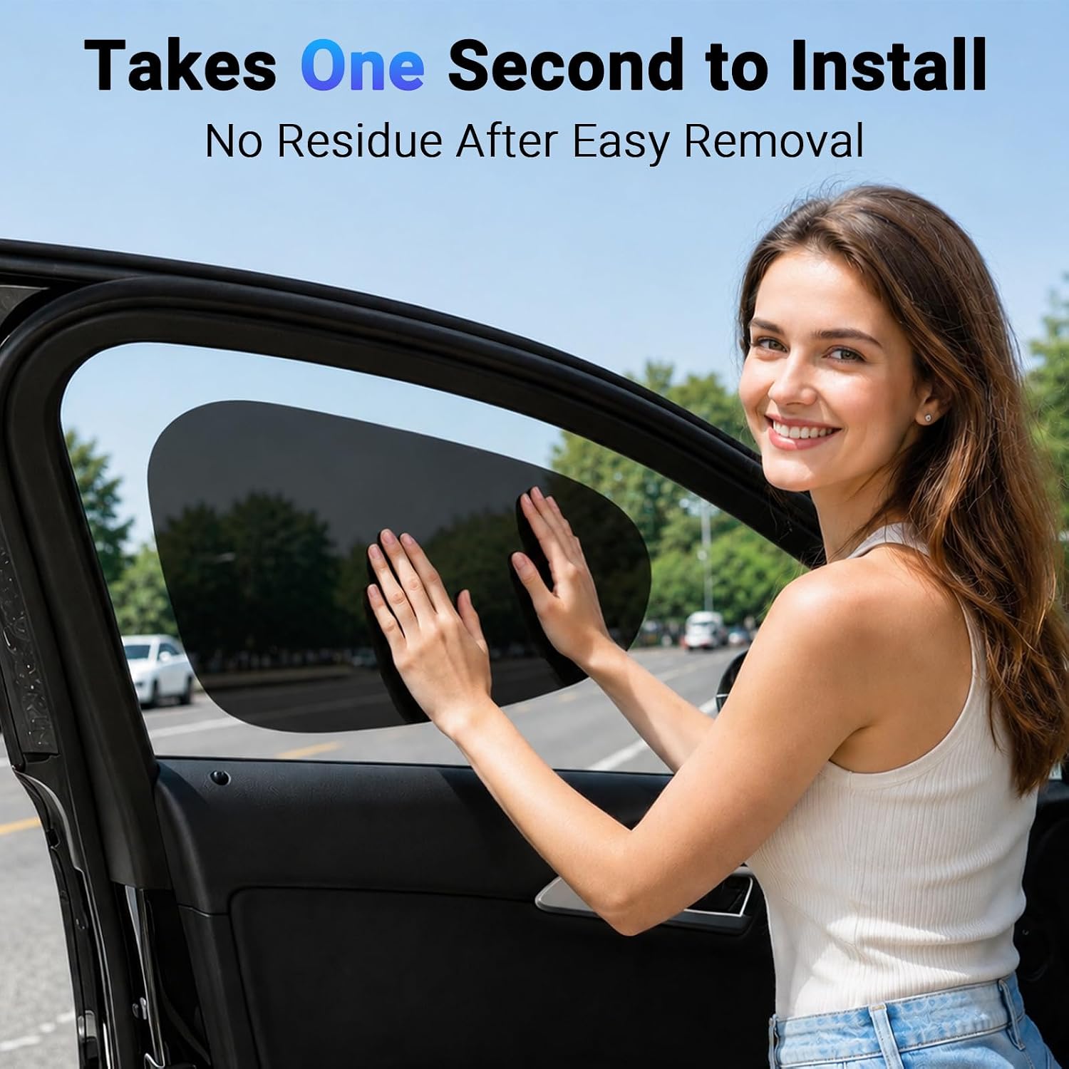 Static Cling Car Window Shades 4 PCS, Roll Windows Down, for Most Cars | Car Window Covers for Front & Rear Side Window | No Glue No Residue | 99% UV Block | Sun Blocker for Driver, Baby, Kids