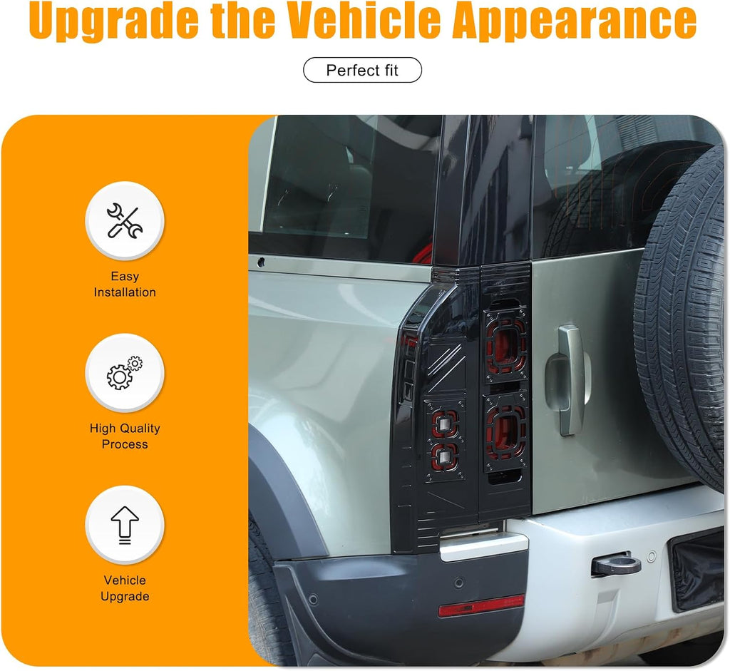 4PCS Tail Light Cover Kit Compatible with Land Rover Defender 90 110 130 2020-2025 ABS Tail Light Guards Protection Covers Armor Trim Exterior Accessories