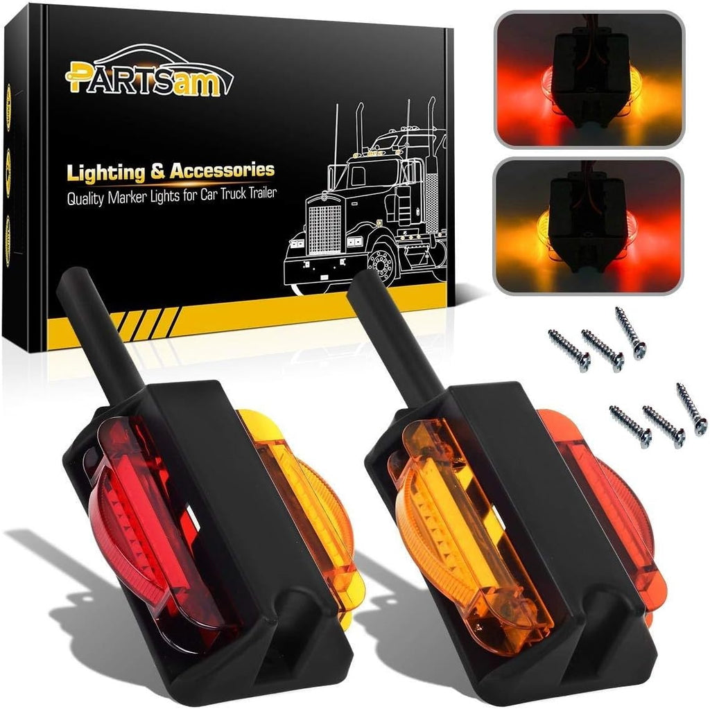 Partsam LED Trailer Fender Light Set [DOT Approved] 2 - Double Face 4" LED Marker Clearance Lights 7Diode