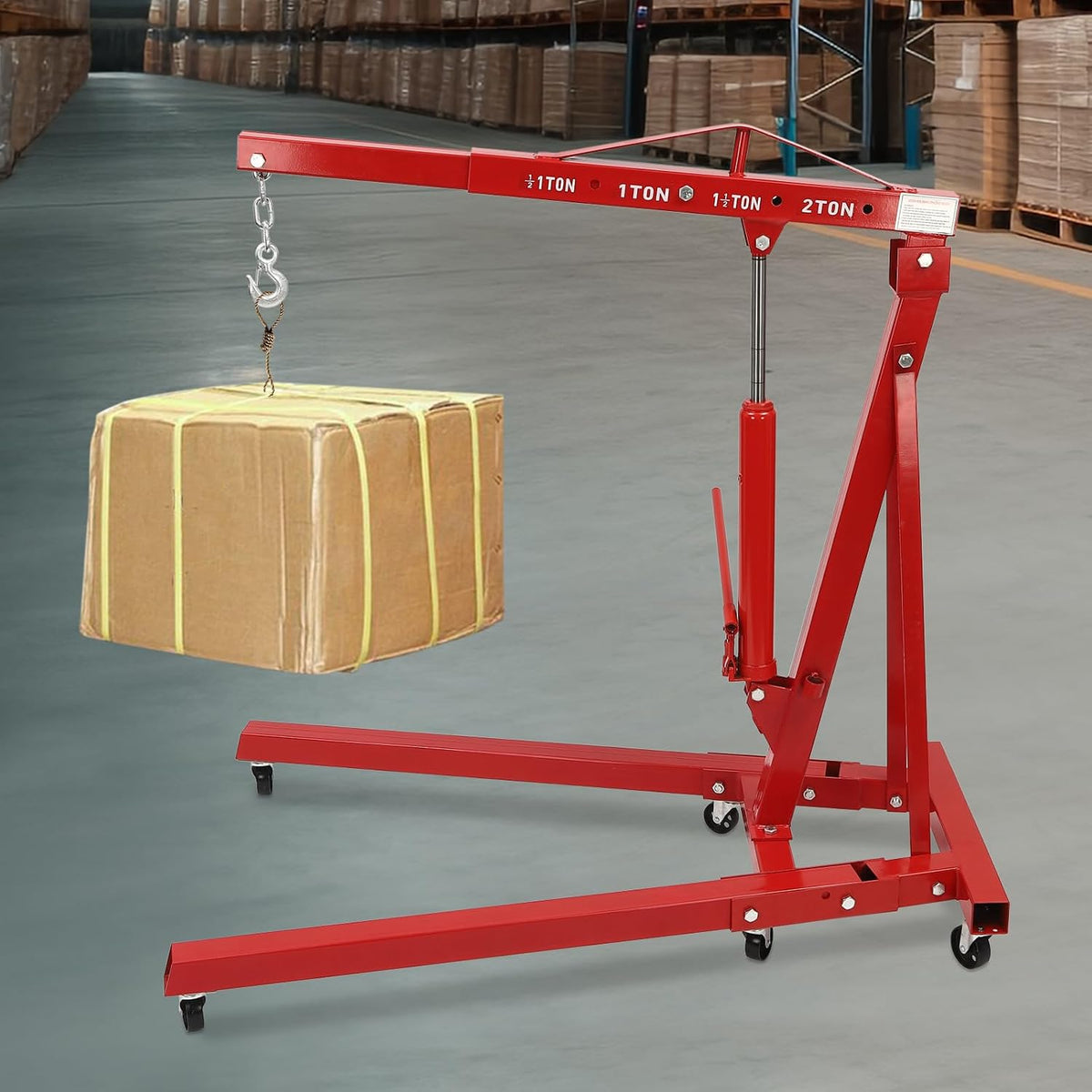 Engine Lift Crane 2 Ton Engine Hoist Heavy Duty Garage Hydraulic Lift Foldable