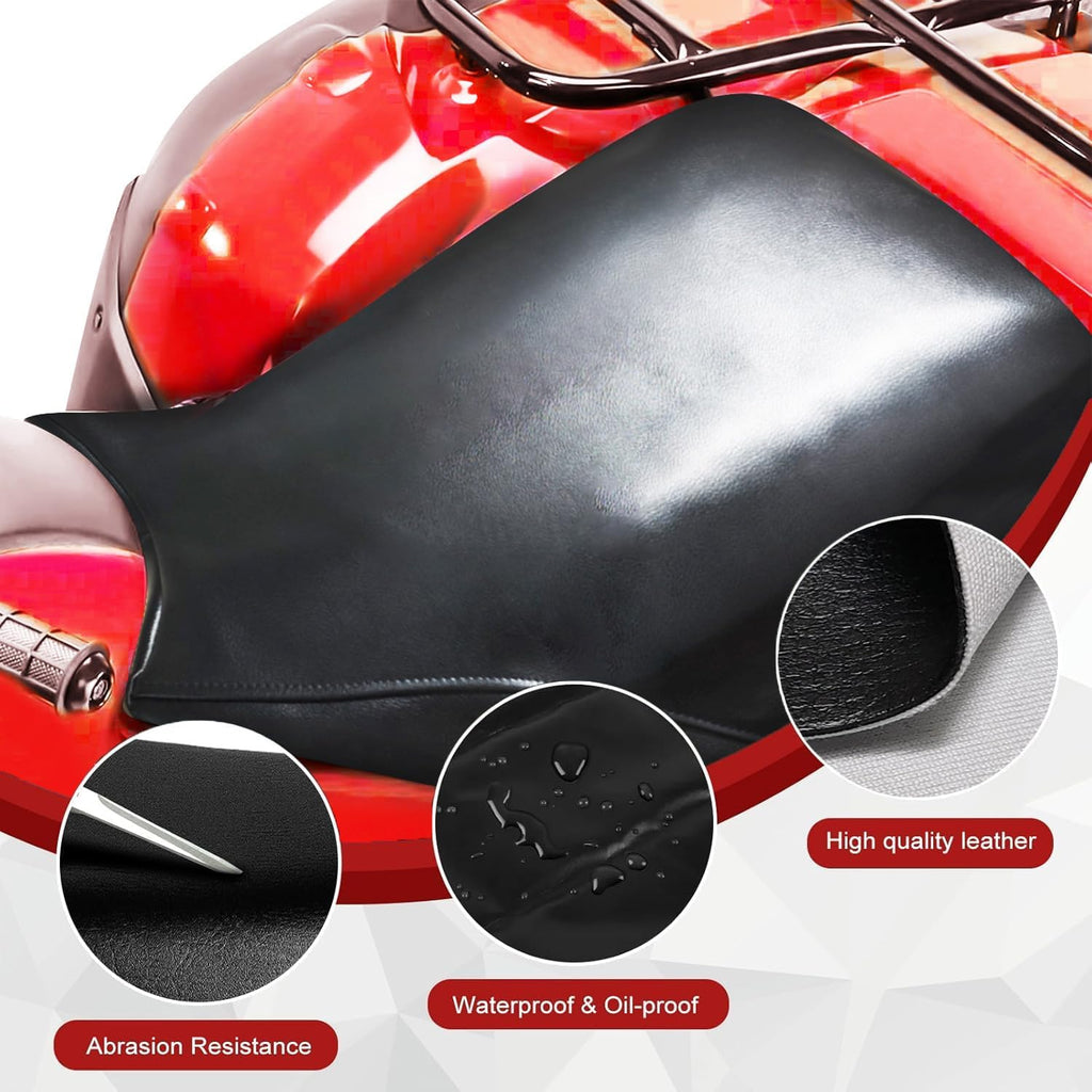 Full Wrap-Around Seat Cover for Honda TRX 500 TRX500FA FourTrax Foreman Rubicon 2001-04 /Premium Leather/Waterproof/Stain-Resistant (Black)
