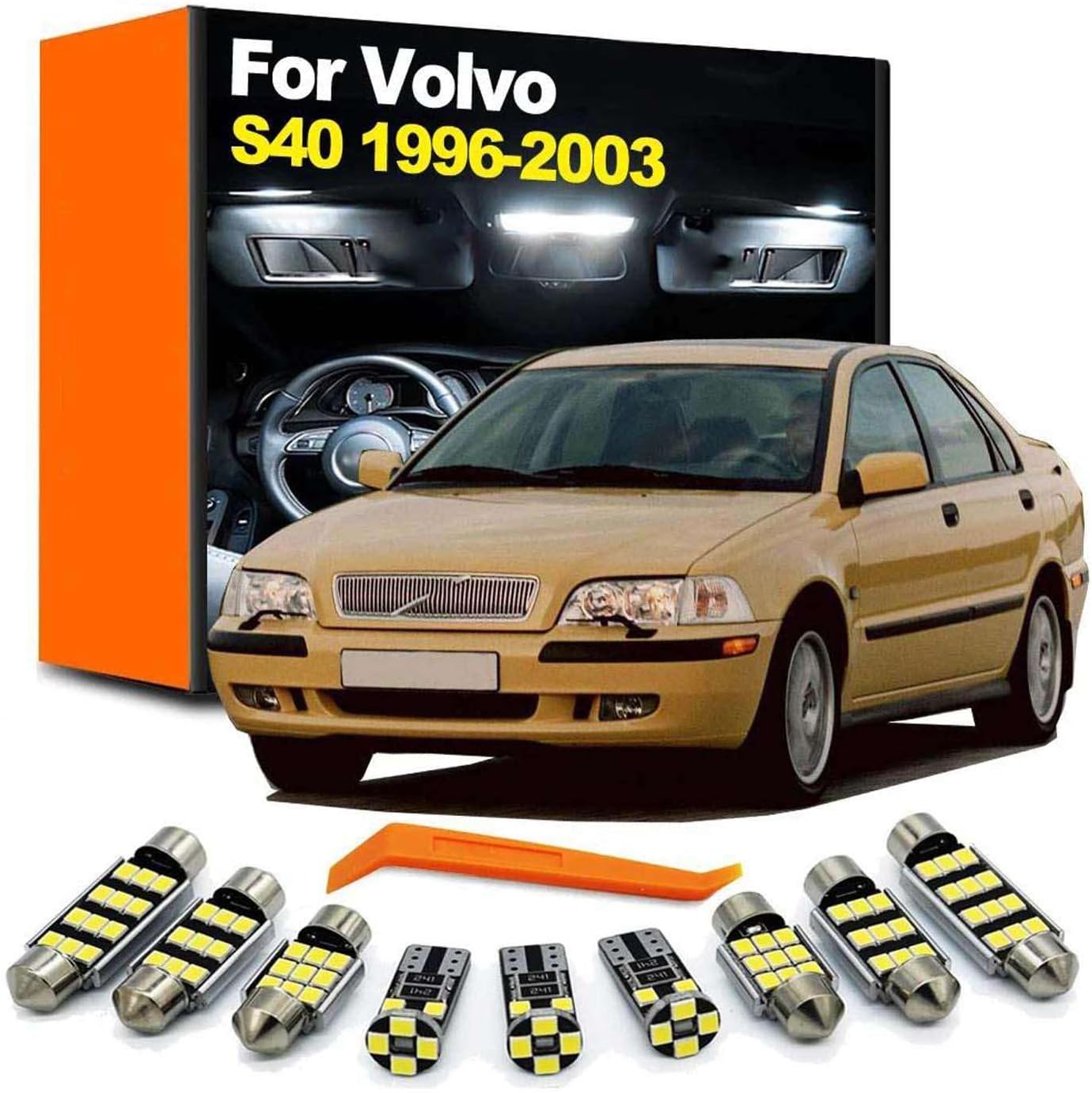 11Pcs LED Interior Indoor Reading Luggage Glove Box Light Kit, for Volvo S40 1996 1997 1998 1999 2000 2001 2002 2003