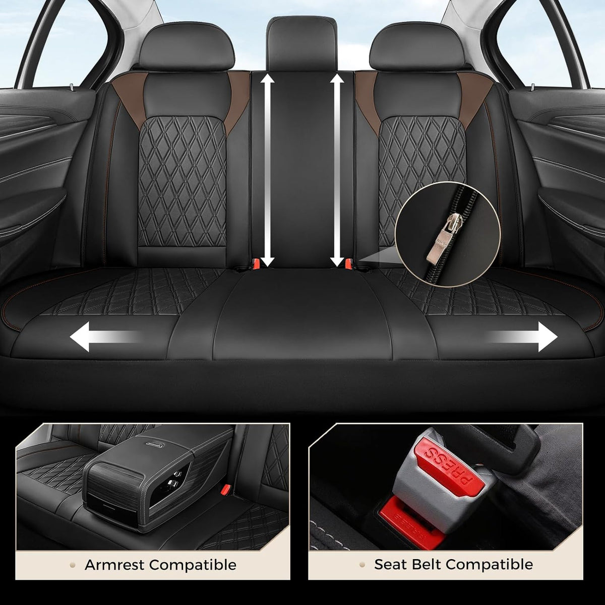 coverado leather seat covers, front and back seat, package contents