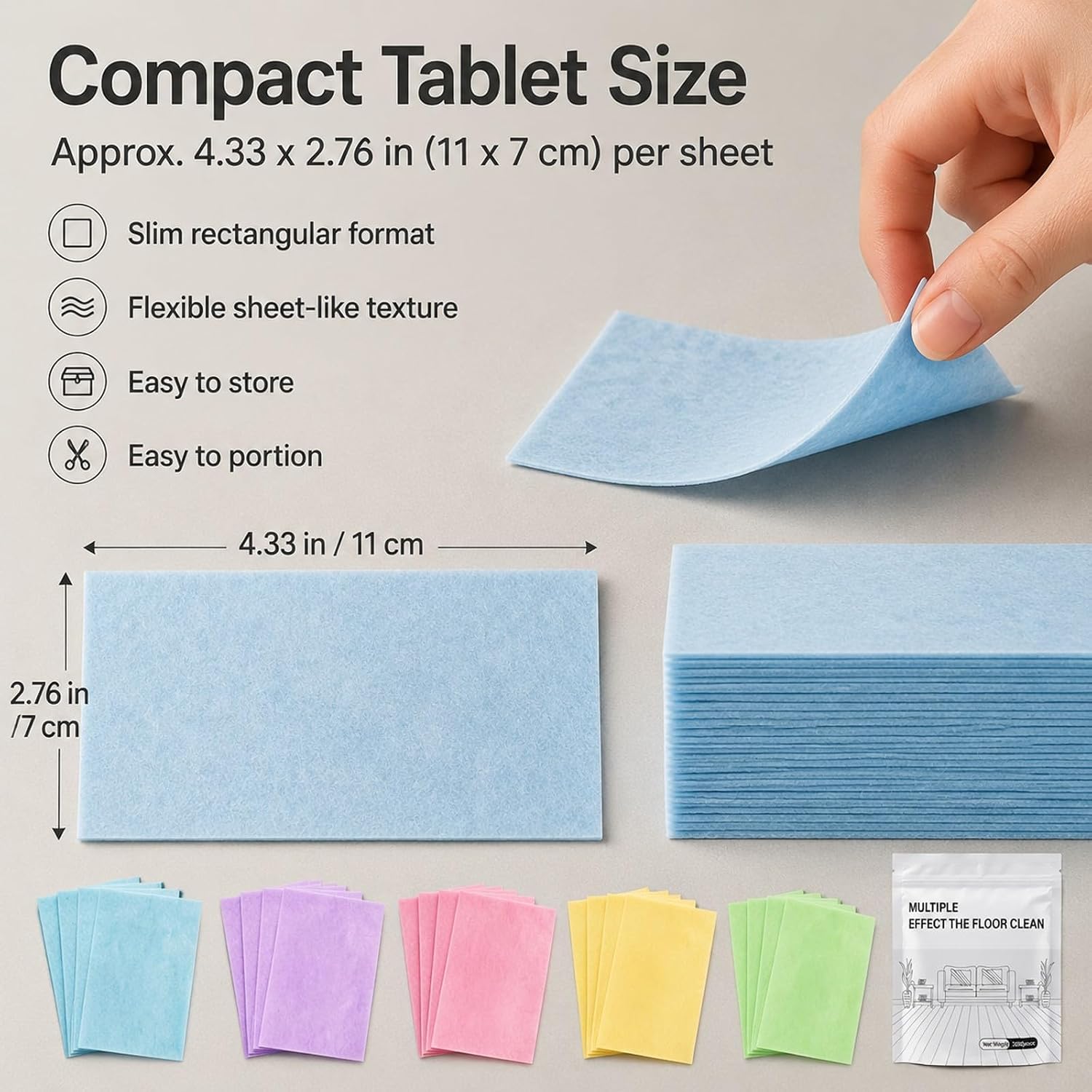Multi-Surface Floor Cleaner Tablet, Concentrated Mopping Cleaning Tablets for Wood, Luxury Vinyl Plank, Laminate & Tile Flooring, Deep Clean Stain Remover Strips (Peach & Hibiscus Scent,100)