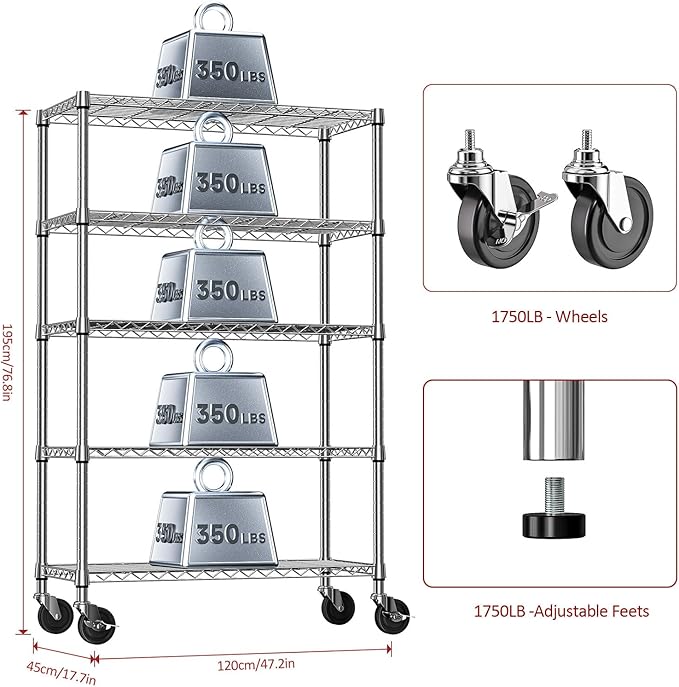 IZEUK 5-Tier Storage Shelving Unit - Image 3
