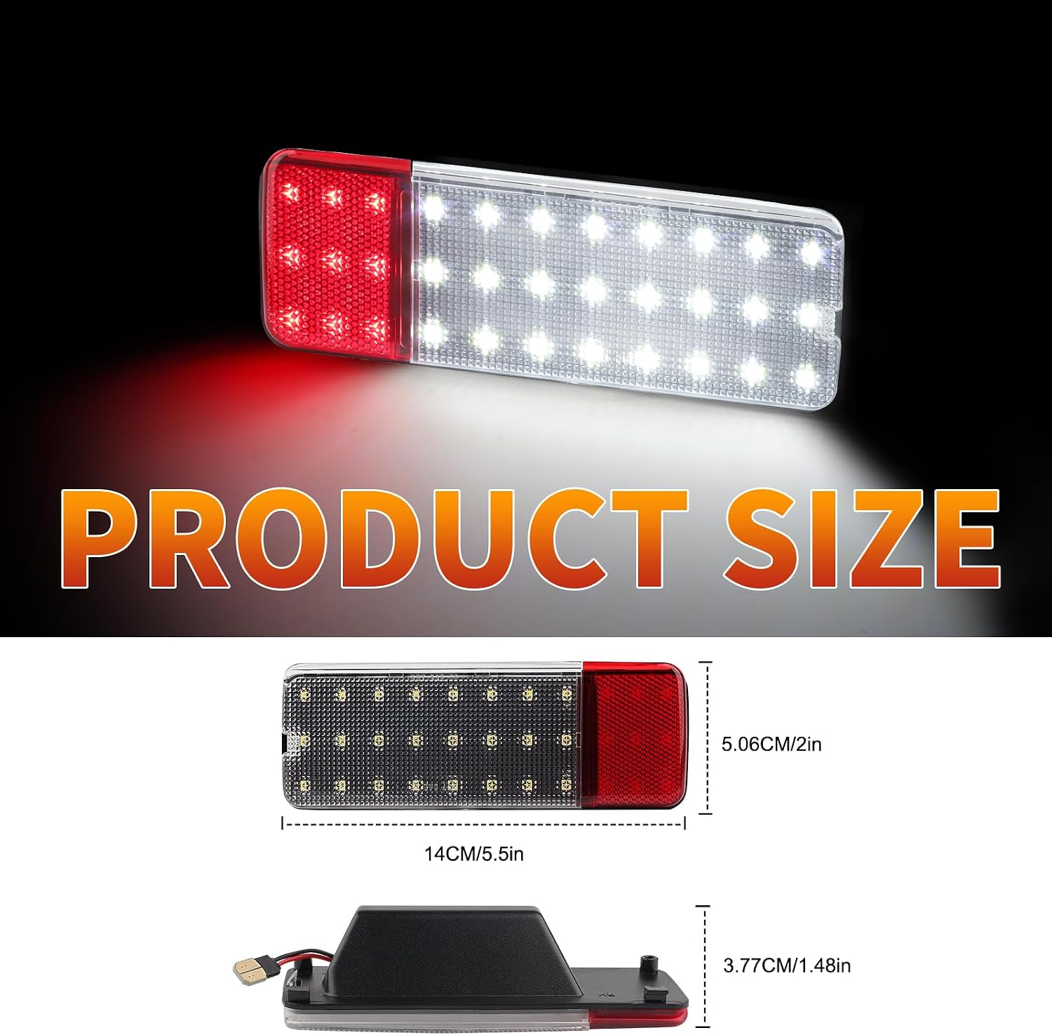 LED Interior Light Panel Courtesy Lights Compatible with Ford F150 F250 Bronco 1992-1996, F350 1992-1997, Full LED Car Door Lamp Assembly White & Red 2pcs