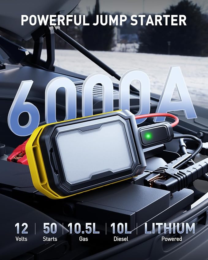 AUXITO Jump Starter: 6000A Car Portable-Battery Jumper Box