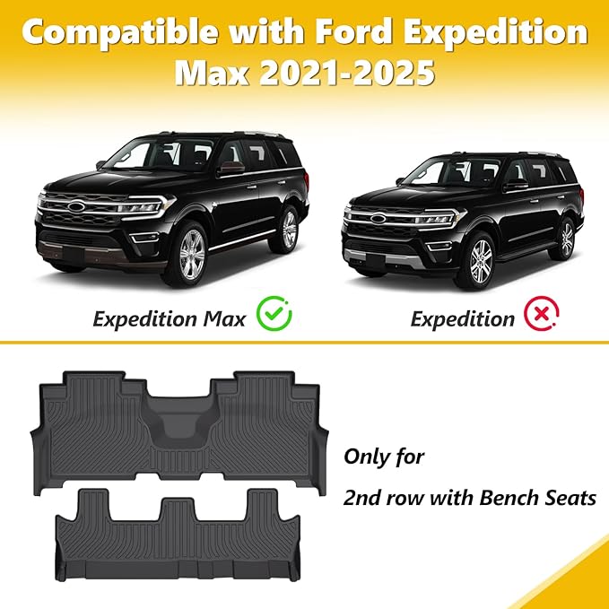 GINOWY-Floor Mats for Ford Expedition MAX 2025 2024 2023 2022 2021 Bench Seat 8 - Image 4