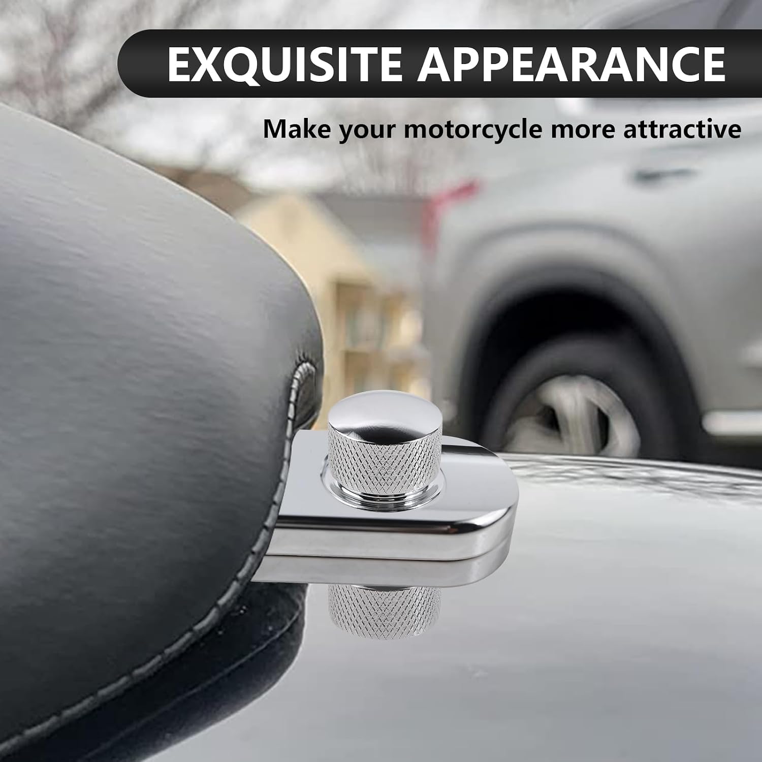 Silvery Chrome for Harley Seat Bolt | Stainless Steel Bolt/Screw with Mounting Knob Cover | Compatible for Harley-Davidson 1996-2024