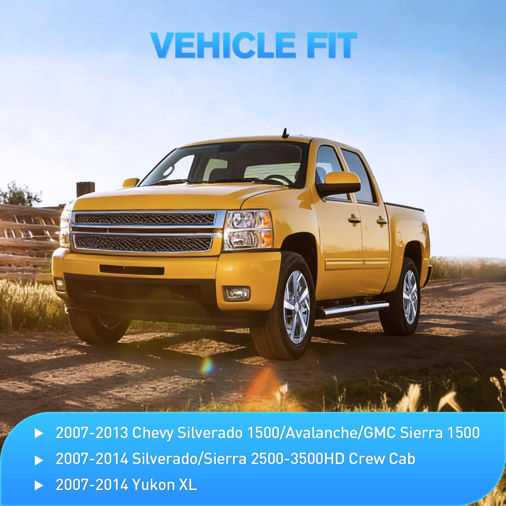 nilight in-channel window visors for silverado/sierra 1500 2007-2013 showing dimensions