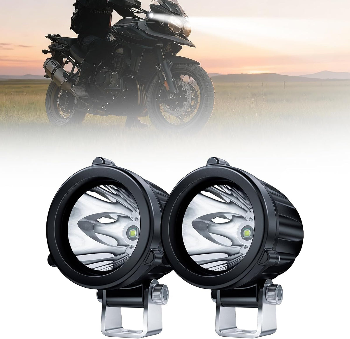 4wdking 2" motorcycle led lights 20w white spot, main product view