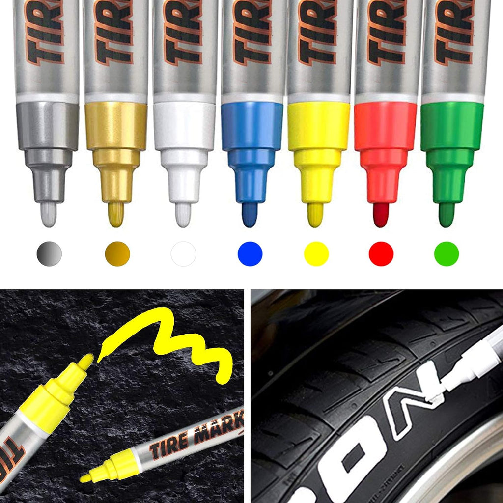 MC MOTOPARTS Permanent Color Tire Pen Marker Lettering Paint Drawing Tool Automotive Motorcycle Care 1 piece (Yellow)