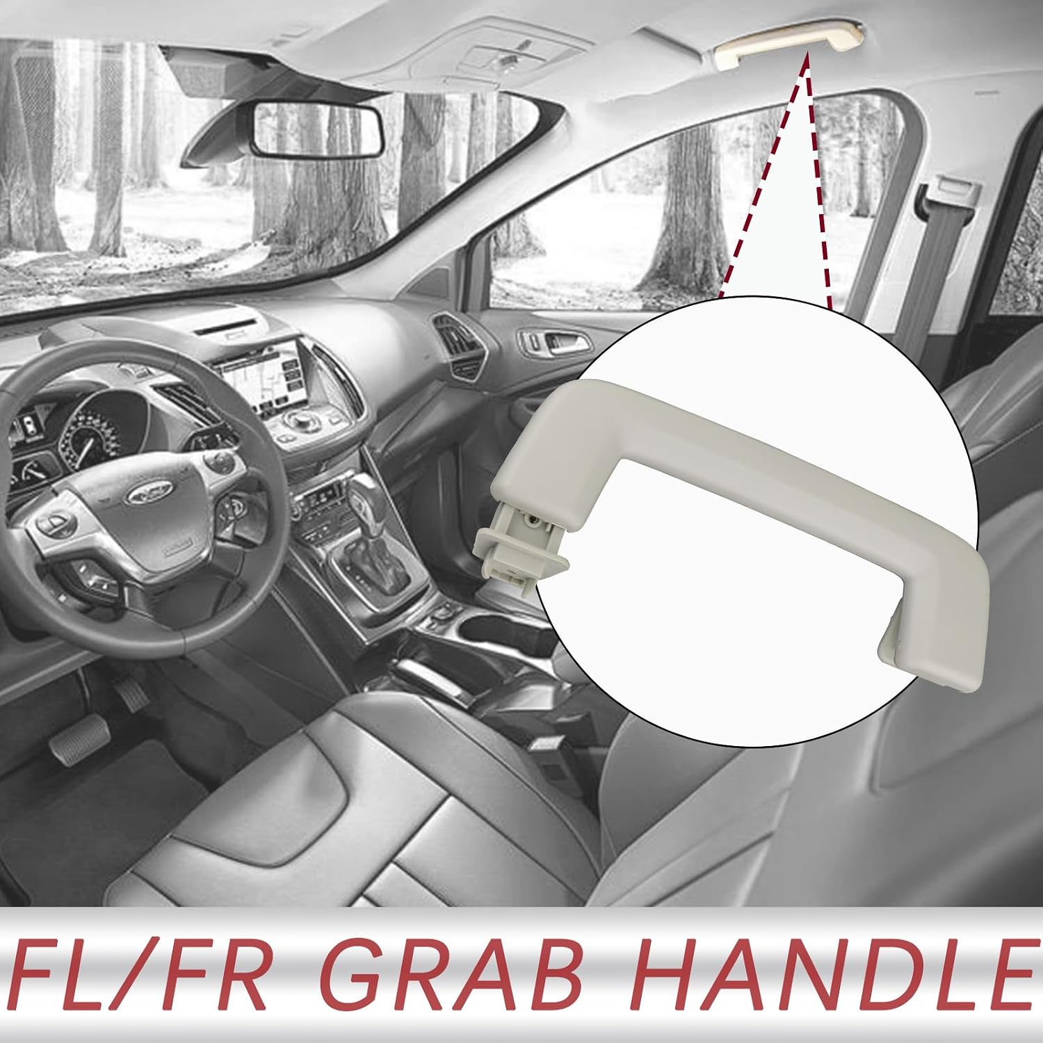 TQPONLY Interior Grab Handles Grips Compatible with 2013-2019 Ford Escape Accessories Front Side Replaces 7S7Z-5831406-AA Roof Assist Handle