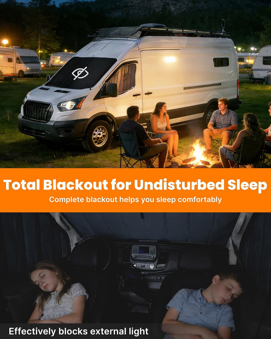 MELIPRON Van Window Cover Fits for Mercedes-Benz Sprinter NCV3/VS30 2007-2026, Blackout Privacy & Thermal Insulation Windshield Cover for Van Life & Camping, Custom Fit, Easy Install, Gray