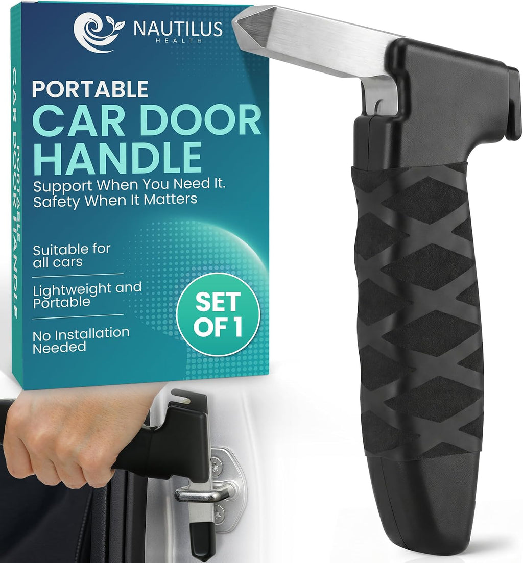Car Door Handle for Elderly - Car Cane Standing Mobility Aid Tool to Help Get Out, 3 in 1 Car Door Latch Bar for Seniors and Handicapped Pack of 1 - (Black)