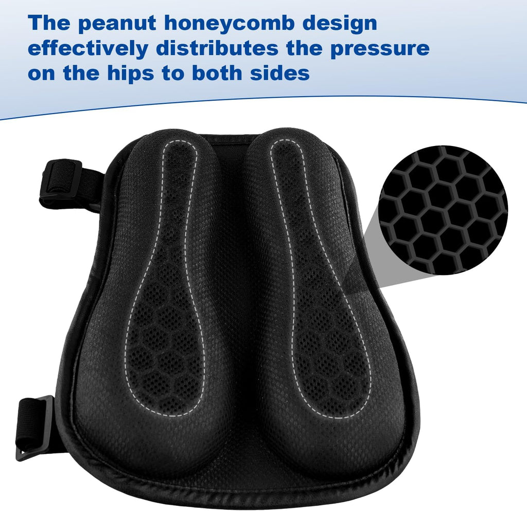 NQEUEPN Universal Motorcycle Seat Cushion, High Elastic Gel 3D Honeycomb Gel Seat Cover Pad Breathable Shock Absorption Motorcycle Passenger Long Rides Accessories