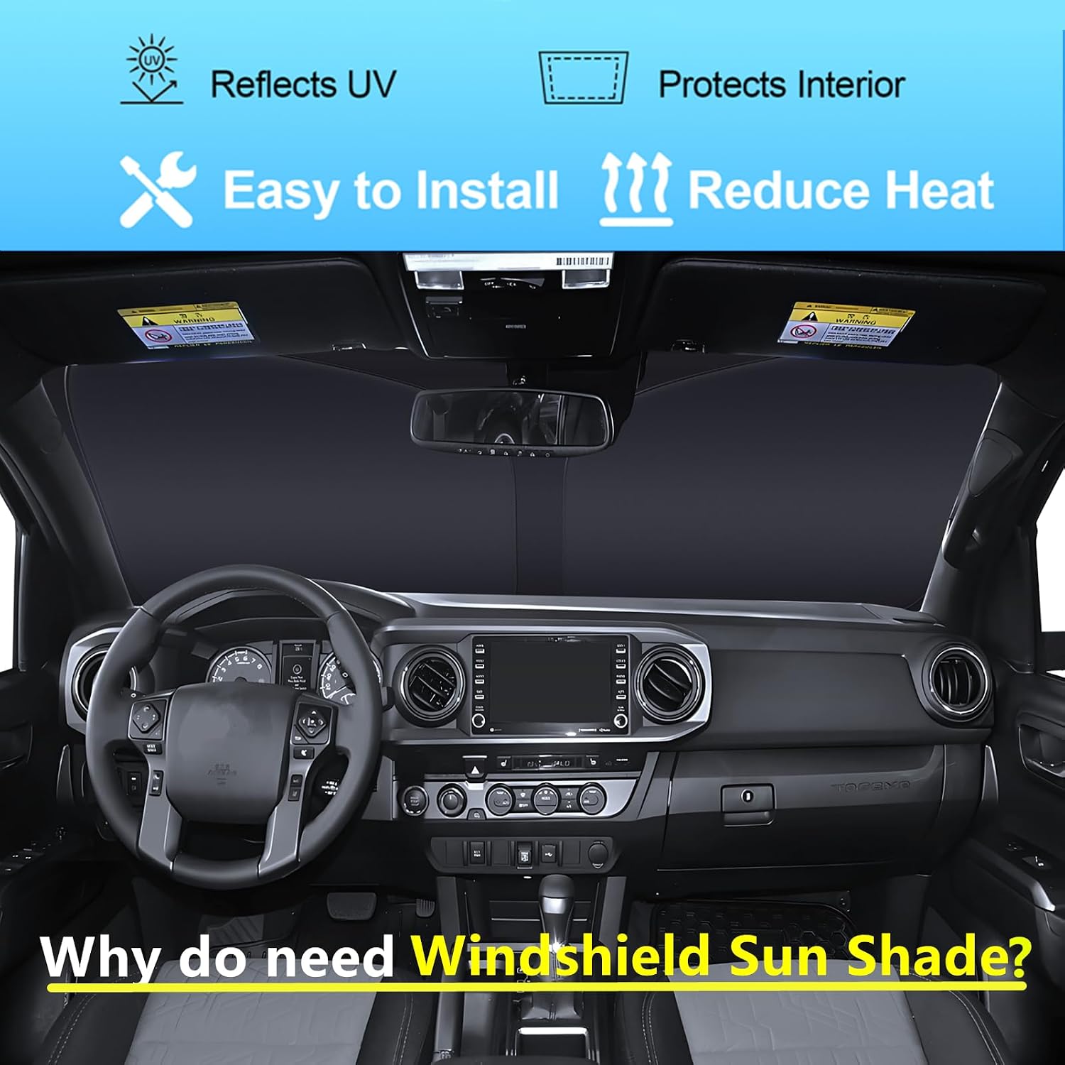Windshield Sun Shade for Subaru Forester 2019-2026 4-Layer 240T Fabric Front Window Sun Visor, Blocks UV Rays & Heat, Keep Vehicle Cool