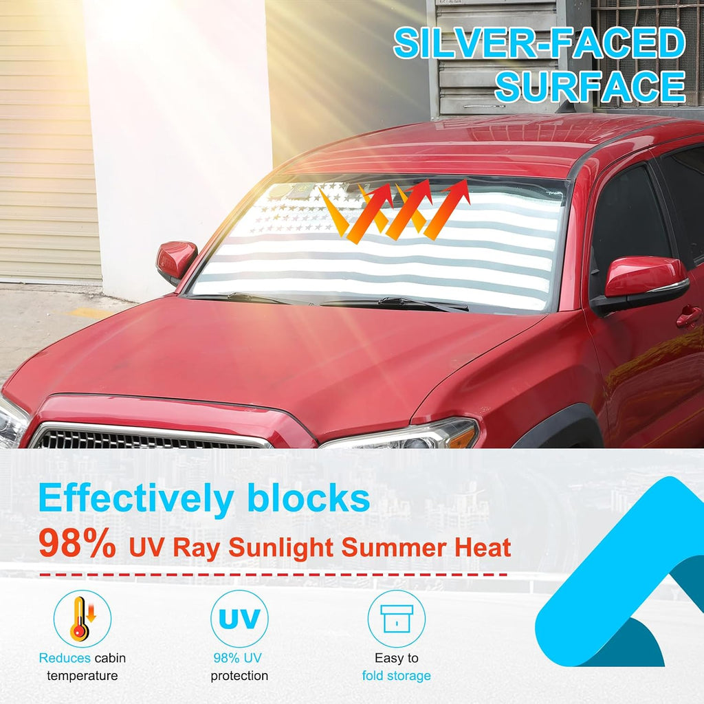 Car Windshield Sun Shade Compatible with Toyota Tacoma 2006-2026 Auto Windshield Sunshades Foldable Blocks UV Rays Sun Visor to Keep Your Vehicle Cool and Damage Free (Style C)