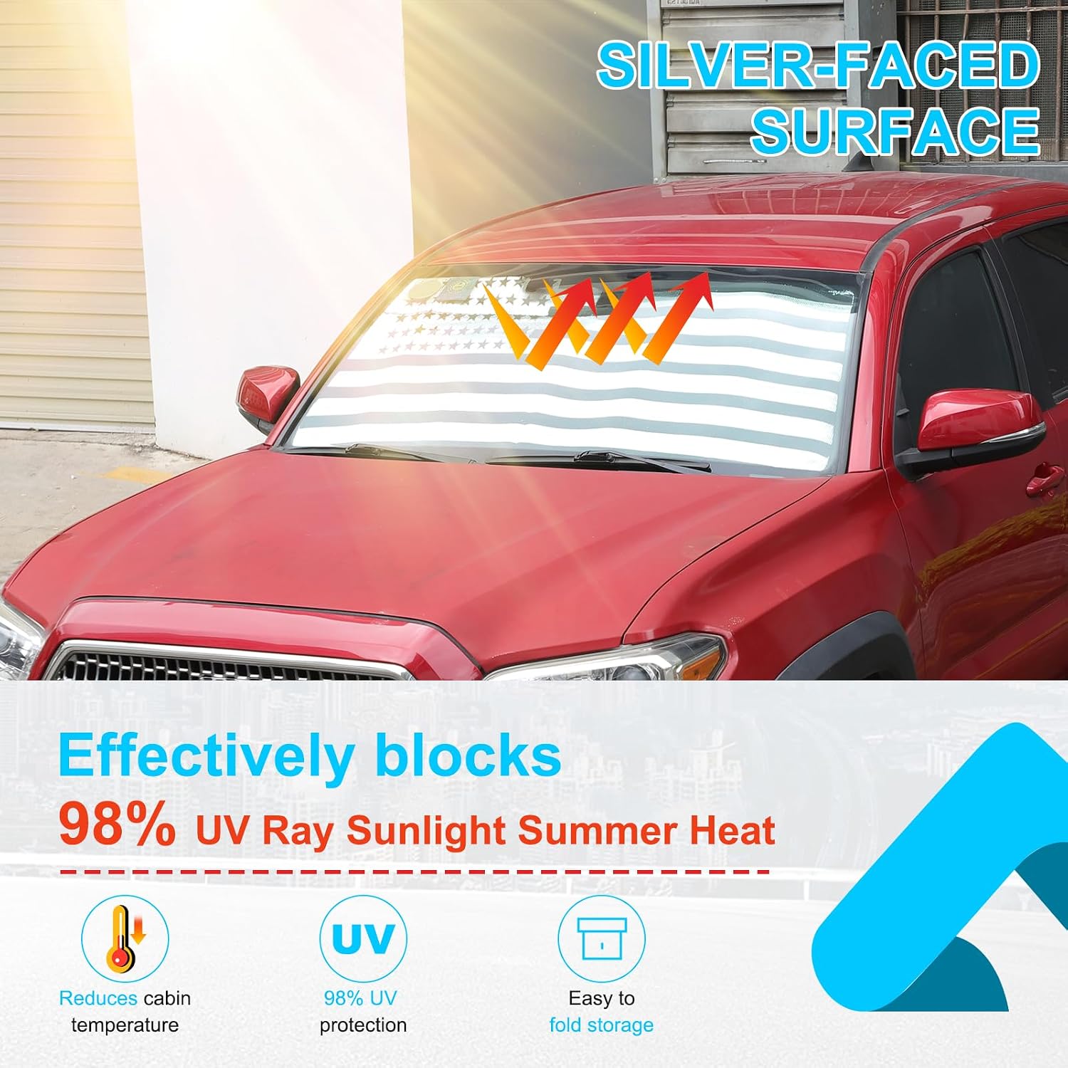 Car Windshield Sun Shade Compatible with Toyota Tacoma 2006-2026 Auto Windshield Sunshades Foldable Blocks UV Rays Sun Visor to Keep Your Vehicle Cool and Damage Free (Style C)