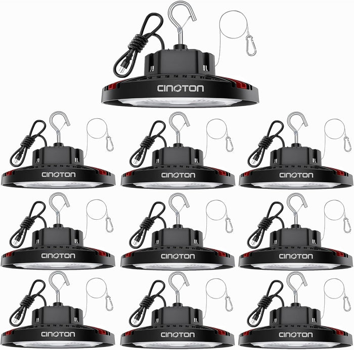 160W UFO LED High Bay Light, Aluminum LED Shop Lights with 24000LM, 5000K Commercial Bay Lighting for Warehouse Garage Workshop Factory Shed, 6' Cable & Safety Rope, ETL Listed 10 Pack