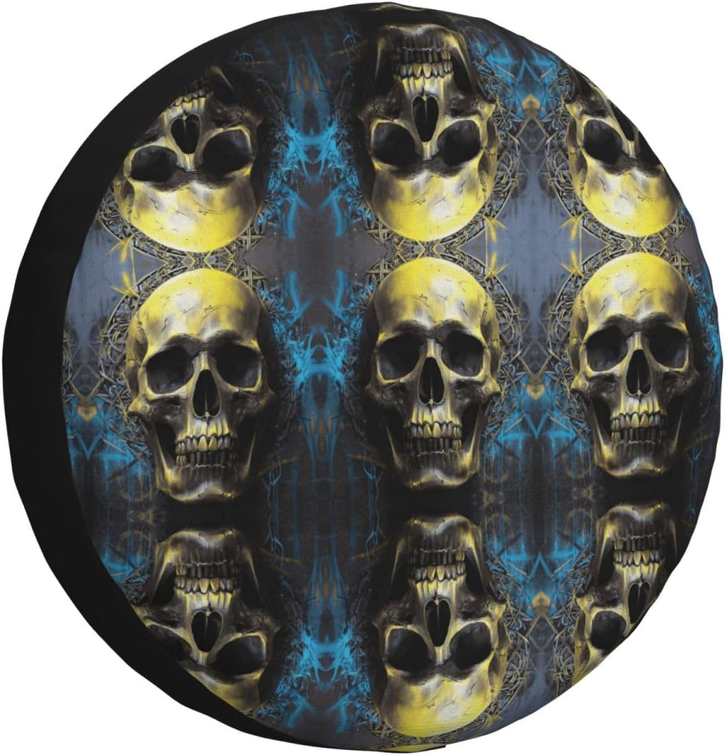 Artistic Skull Print Universal Spare Tire Cover for RV, Jeep | Wheel Protector Fits Rv, Trailer, Jeep, Shield Tires From Sun, Dirt And Rain For Outdoor Storage