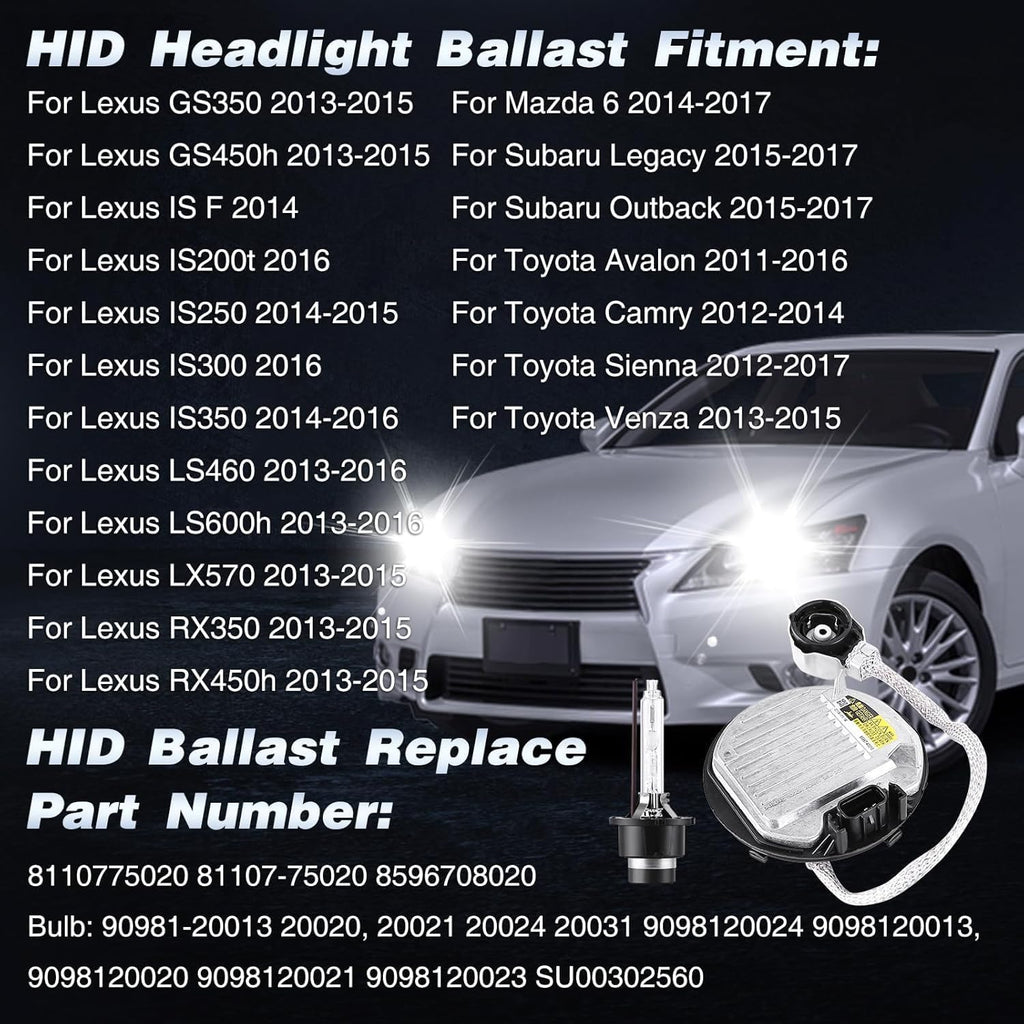 Xenon Headlamp Ballast Compatible For 13-15 for Lexus GS350 GS450h LX570 RX350 RX450h 13-16 for Lexus LS460 LS600h 11-16 for Toyota Avalon 12-17 for Sienna for Subaru for Mazad 85967-08020