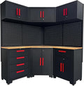 Red Garage Cabinet Storage System 10-Pcs Corner Workshop Set Garage Cabinet and by Unknown