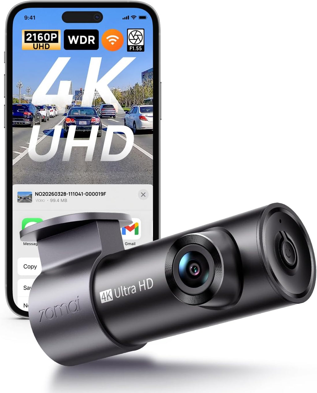 70mai m310 plus 4k dash cam front with, main product view