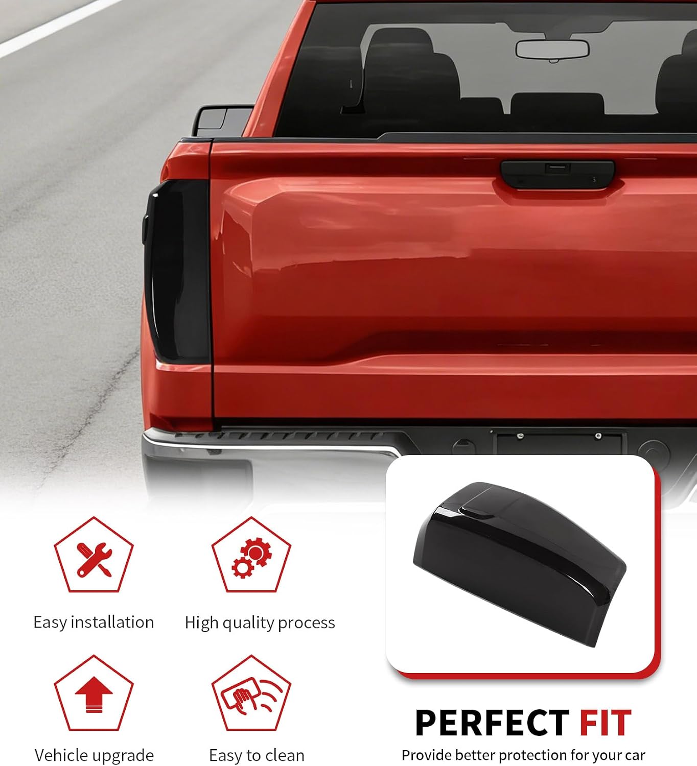 JWWY Smoked Taillight Rear Light Lamp Decor Tinted Darkened Taillight Cover Trim Fit for 2019-2026+ GMC Sierra 2PCS Blackened