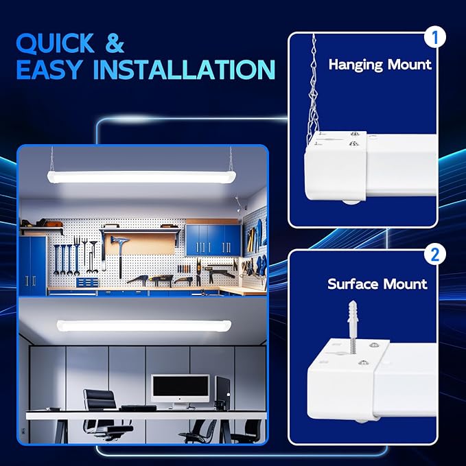 hykolity Pir Sensor 4FT 120W LED Shop Light, 5000K Daylight, Motion Activated - Image 3