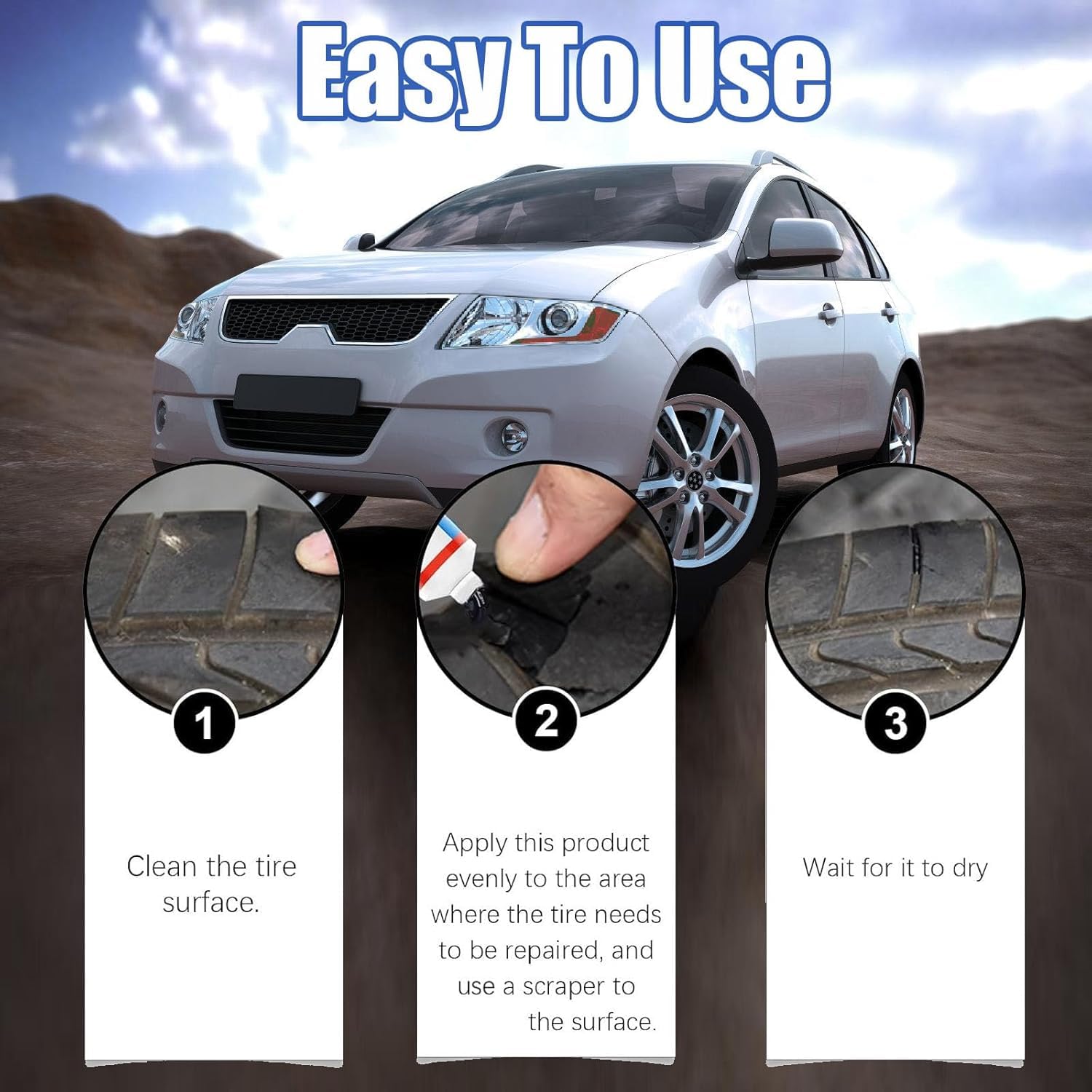 60ml Weather-Resistant Waterproof Flexible Tire Repair Adhesive, Multifunctional Car Tire Repair Glue,Waterproof Strong Tire-Repair Sealant (Black,5PC)