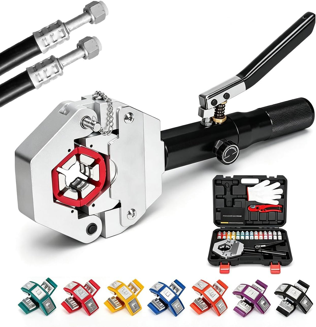 hydraulic ac hose crimper kit with 7 snap-on, main product view