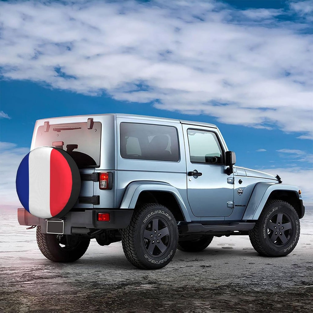 French Flag Print Universal Spare Tire Cover for RV, Jeep | Wheel Protector Fits Rv, Trailer, Jeep, Shield Tires From Sun, Dirt And Rain For Outdoor Storage