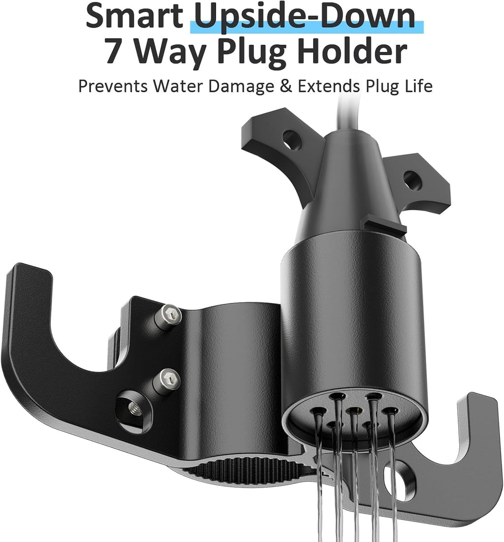 2026 NEW Aluminum Trailer Chain Holder, Heavy Duty Towing Chain Organizer with 7-Way RV Plug Holder Cover,Camper Trailer Towing Accessories-1PCS Set