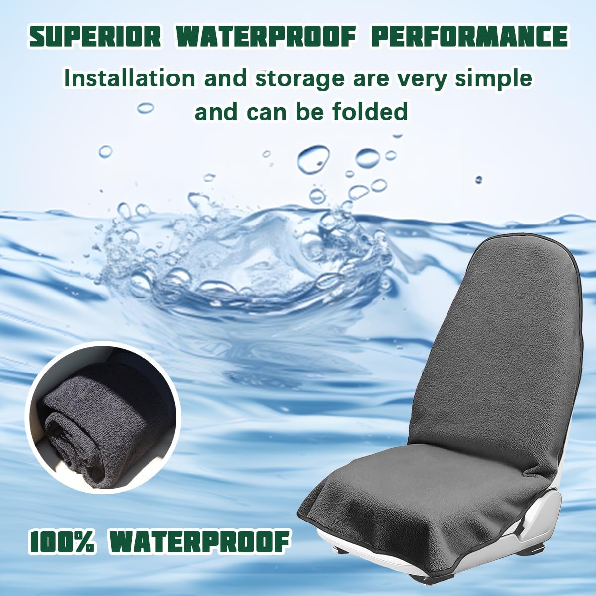 Waterproof Car Towel Seat Cover, Non-Slip Soft Vehicle Sweat Towel Protector, Machine Washable Automotive Front Seat Sweating Cover Accessories, Universal for SUV Trucks (Gray)