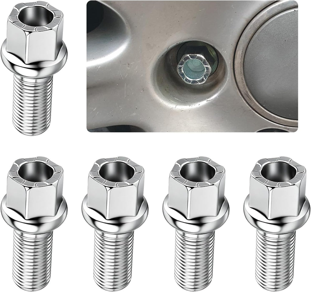 5PCS M14x1.5 Ball Seat Lug Bolts,Heavy Duty Wheel Bolts with 17mm Hex 27mm Shank,OEM#WHT001812 WHT002437 Wheel Studs Compatible with Audi 100 200 & VW Beetle CC