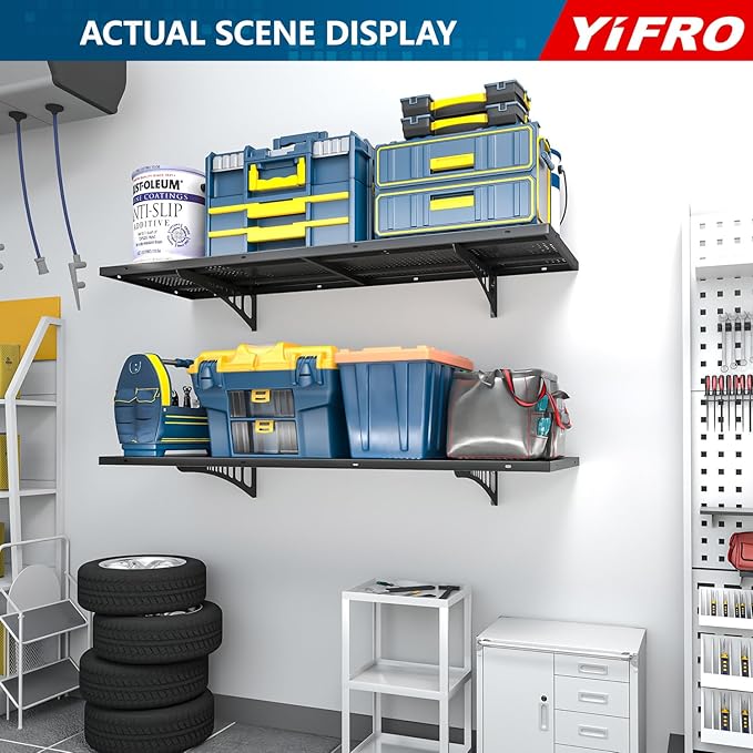 4-Pack 1.5x4ft Heavy Duty Garage Wall Shelving, 1000 lbs Load Capacity - Image 7