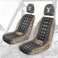 Howilath Forest Deer UTV Seat Cover Set with Headrest Heavy Duty Waterproof Compatible with Yamaha Rhino 450 660 700 Non-Slip Elastic Edging, Machine Washable