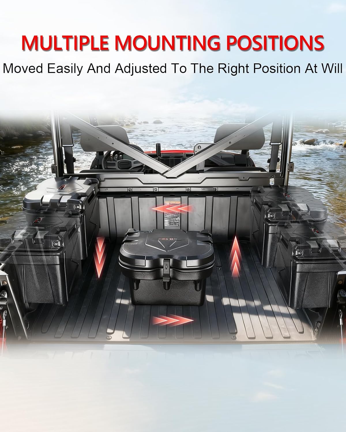 StarknightMT Bed Storage Box 24L/ 6GAL Compatible with Polaris Ranger XP 1000 500 570 900 General 1000 2016-2026 UTV Tool Box Rear Cargo Box Accessories 19 * 13.36 * 12.6 In