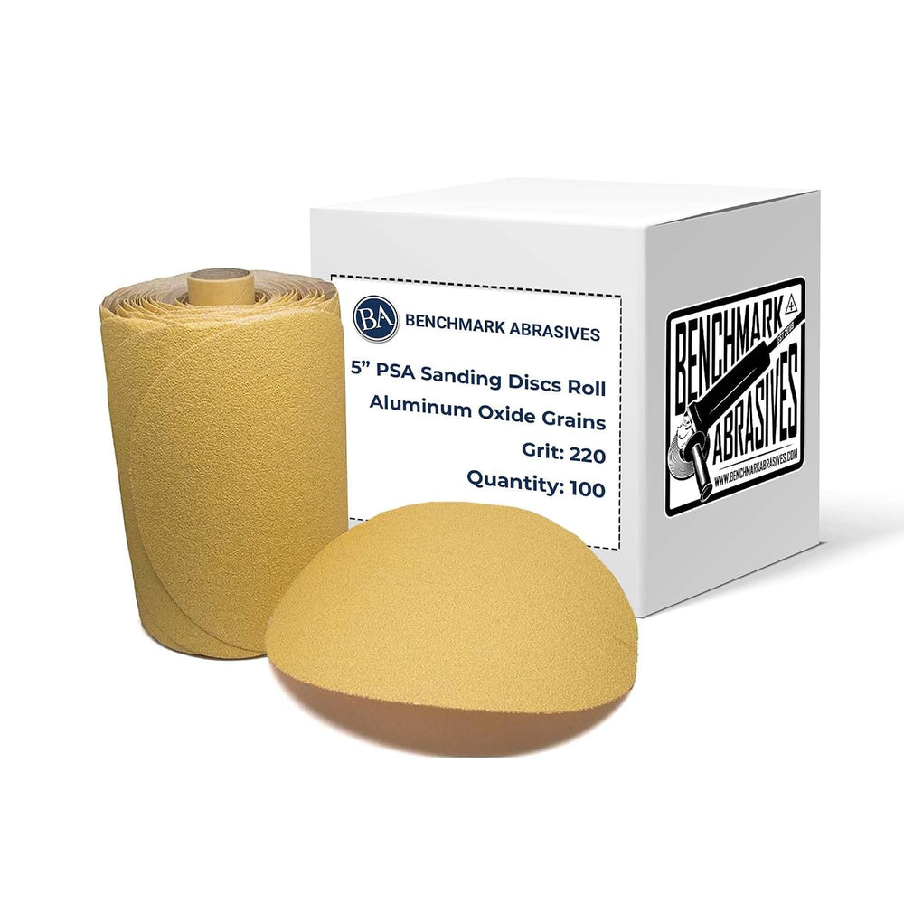Benchmark Abrasives 5" PSA Gold Sanding Discs, 220 Grit, 100-Count