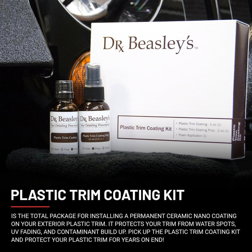 Dr. Beasley's Plastic Trim Coating Kit for Autos - Permanent Ceramic Nano Coating for Exterior Plastic, Blocks UV, Resists Marring and Etching, Makes Cleaning Fast and Easy