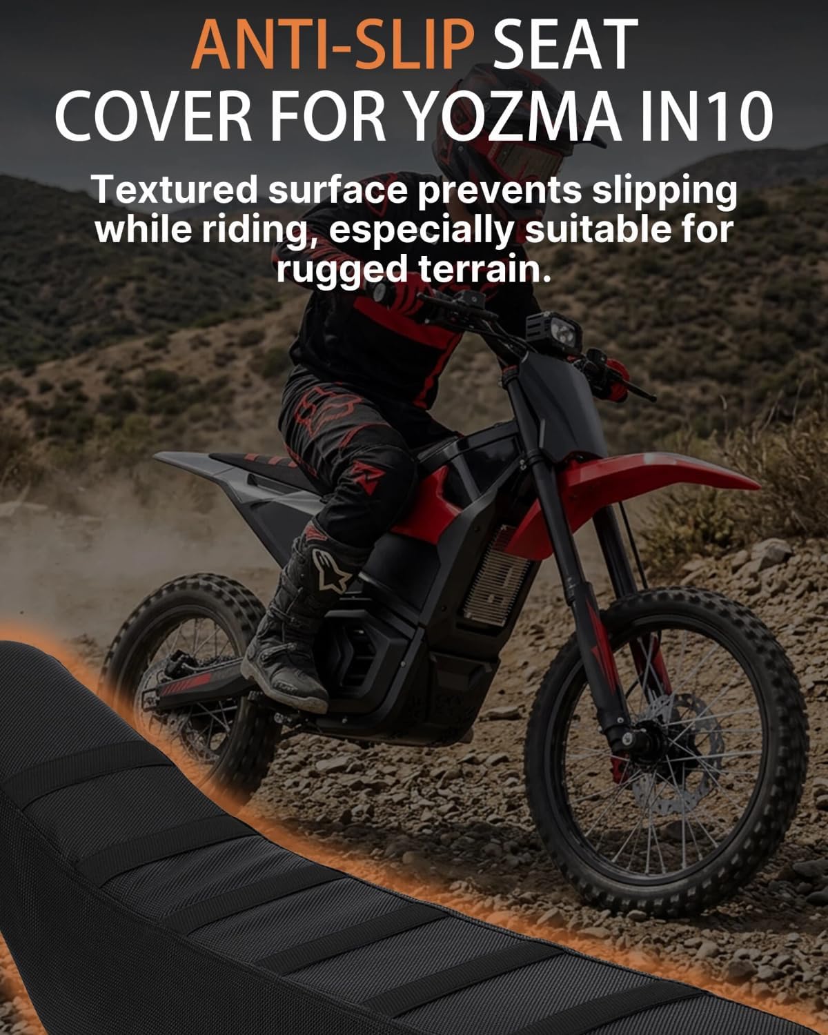 Ebike Seat Cover for Yozma in 10 Electric Dirt Bike, Anti-Slip and Waterproof, Thickened Seat Cover for Yozma in 10 Electric Motorcycle, Ebike Upgraded Replacement Part, Black